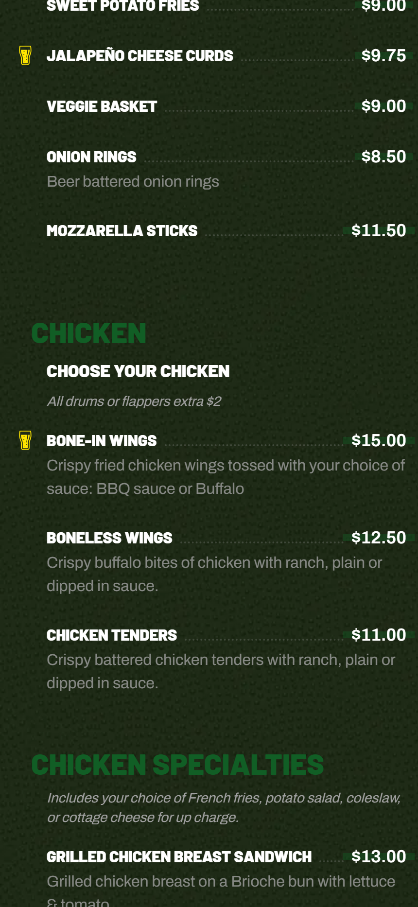 The updated menu live on the McMashers website