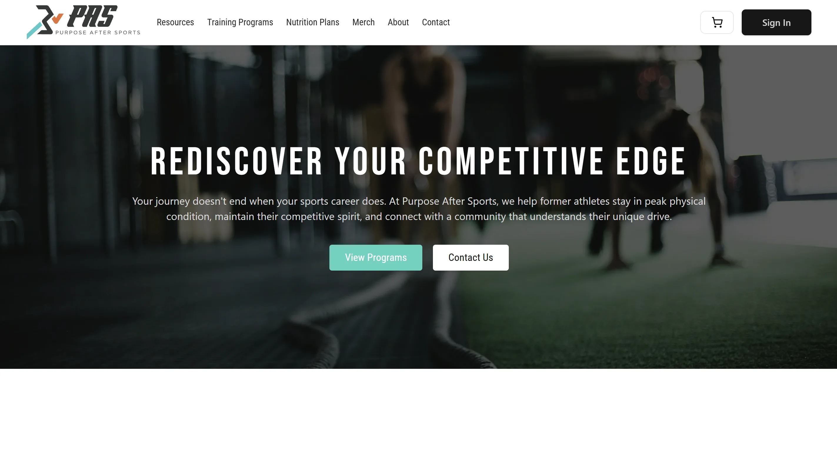 Purpose After Sports homepage hero